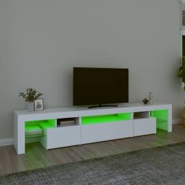 Comode tv cu lumini led, alb，215x36,5x40, 4 image