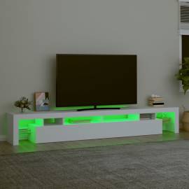 Comode tv cu lumini led, alb, 4 image