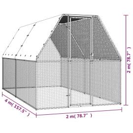 Coteț de păsări pentru exterior, 2x4x2 m, oțel galvanizat, 5 image
