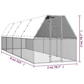 Coteț de păsări pentru exterior, 2x8x2 m, oțel galvanizat, 5 image