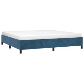 Cadru de pat, albastru închis, 200x200 cm, catifea, 3 image