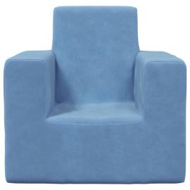 Canapea pentru copii, albastru, pluș moale, 3 image