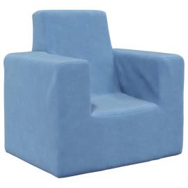 Canapea pentru copii, albastru, pluș moale, 2 image