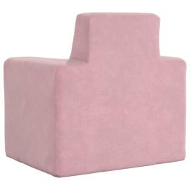 Canapea pentru copii, roz, pluș moale, 5 image