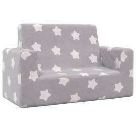 Canapea pentru copii 2 locuri, gri deschis cu stele, pluș moale, 2 image
