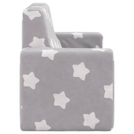 Canapea pentru copii 2 locuri, gri deschis cu stele, pluș moale, 4 image