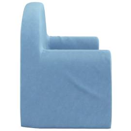 Canapea pentru copii cu 2 locuri, albastru, pluș moale, 4 image