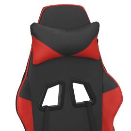 Scaun de gaming cu masaj/suport picioare, negru/roșu, piele eco, 10 image