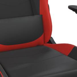 Scaun de gaming cu masaj/suport picioare, negru/roșu, piele eco, 9 image