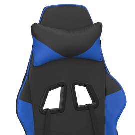 Scaun de gaming masaj/suport picioare negru/albastru piele eco, 10 image