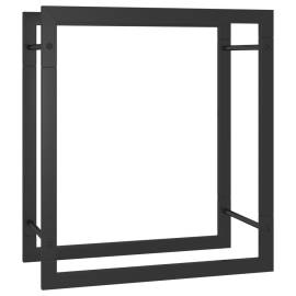 Suport pentru lemne de foc, negru mat, 50x28x56 cm, oțel, 2 image