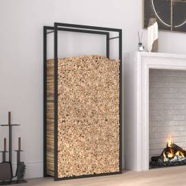 Suport pentru lemne de foc, negru mat, 80x28x154 cm, oțel