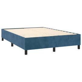 Cadru de pat box spring, albastru închis, 140x200 cm, catifea, 4 image