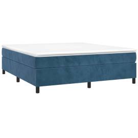 Cadru de pat box spring, albastru închis, 180x200 cm, catifea, 3 image