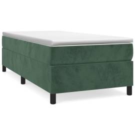 Cadru de pat box spring, verde închis, 100x200 cm, catifea, 2 image