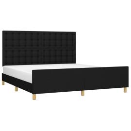 Cadru de pat cu tăblie, negru, 160x200 cm, textil, 3 image
