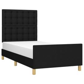 Cadru de pat cu tăblie, negru, 80x200 cm, textil, 3 image