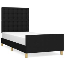 Cadru de pat cu tăblie, negru, 80x200 cm, textil, 2 image