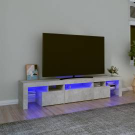 Comodă tv cu lumini led, gri beton, 200x36,5x40 cm