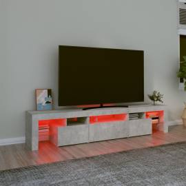 Comodă tv cu lumini led, gri beton, 200x36,5x40 cm, 5 image