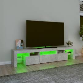 Comodă tv cu lumini led, gri beton, 200x36,5x40 cm, 4 image