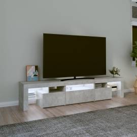 Comodă tv cu lumini led, gri beton, 200x36,5x40 cm, 3 image