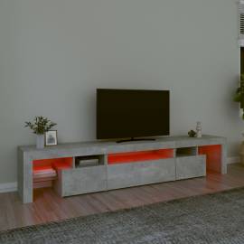 Comodă tv cu lumini led, gri beton, 215x36,5x40cm, 5 image
