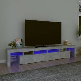 Comodă tv cu lumini led, gri beton, 230x36,5x40cm