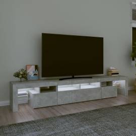 Comodă tv cu lumini led, gri beton, 230x36,5x40cm, 3 image