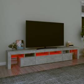 Comodă tv cu lumini led, gri beton, 230x36,5x40cm, 5 image