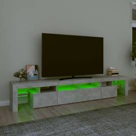 Comodă tv cu lumini led, gri beton, 230x36,5x40cm, 4 image