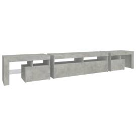 Comodă tv cu lumini led, gri beton, 260x36,5x40cm, 8 image