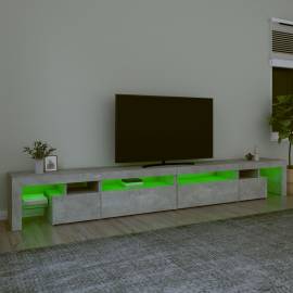 Comodă tv cu lumini led, gri beton, 290x36,5x40 cm, 4 image
