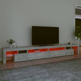 Comodă tv cu lumini led, gri beton, 290x36,5x40 cm, 5 image