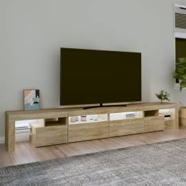 Comodă tv cu lumini led, stejar sonoma, 280x36,5x40 cm, 3 image