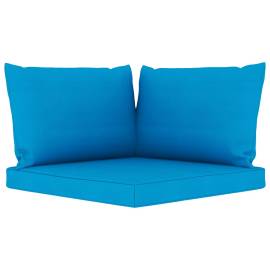 Perne canapea din paleți, 3 buc., albastru deschis, textil, 2 image