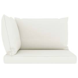 Perne de canapea din paleți, 3 buc., alb crem, material textil, 3 image