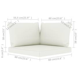 Perne de canapea din paleți, 3 buc., alb crem, material textil, 6 image