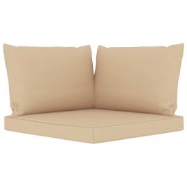 Perne de canapea din paleți, 3 buc., bej, material textil, 2 image
