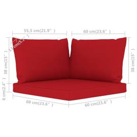 Perne pentru canapea din paleți, 3 buc., roșu, material textil, 6 image