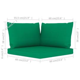 Perne pentru canapea din paleți, 3 buc., verde, textil, 6 image