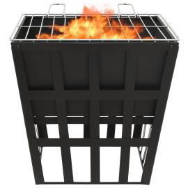 Vatră de foc 2-in-1 cu grătar, 34x34x48 cm, oțel, 4 image