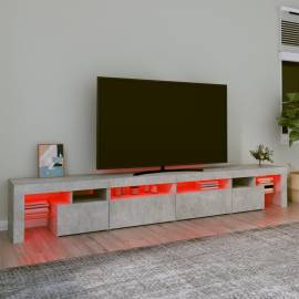 Comodă tv cu lumini led, gri beton, 280x36,5x40cm, 5 image
