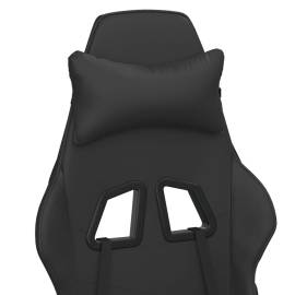 Scaun de gaming cu masaj/suport picioare, negru, piele eco, 10 image