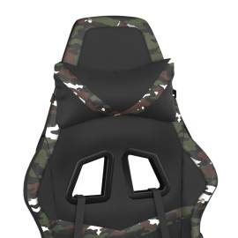Scaun de gaming masaj/suport picioare negru/camuflaj piele eco, 10 image