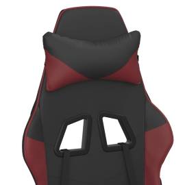 Scaun de gaming masaj/suport picioare negru/roșu vin piele eco, 10 image