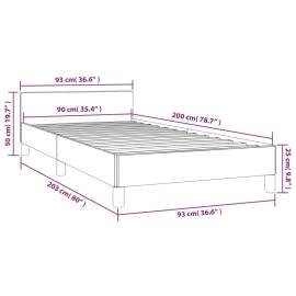 Cadru de pat cu tăblie, gri, 90x200 cm, piele ecologică, 9 image