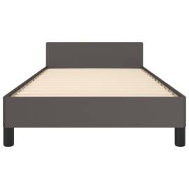 Cadru de pat cu tăblie, gri, 90x200 cm, piele ecologică, 5 image