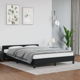 Cadru de pat cu tăblie, negru, 140x190 cm, piele ecologică