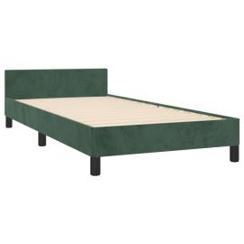 Cadru de pat cu tăblie, verde închis, 90x200 cm, catifea, 4 image